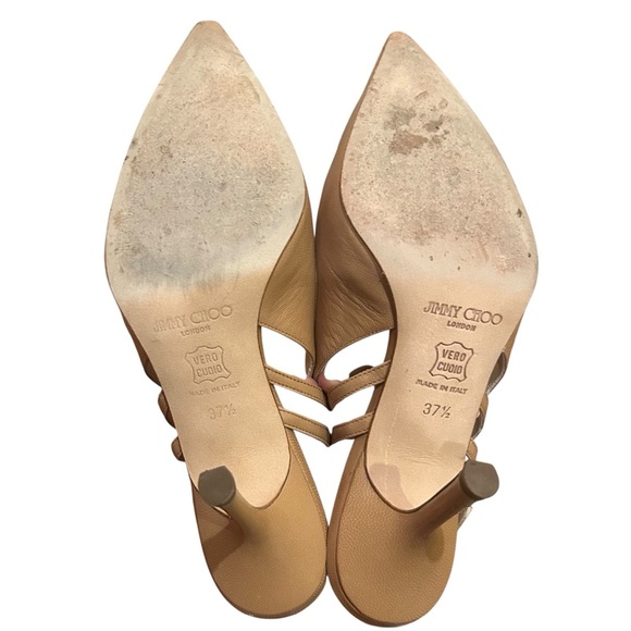 Jimmy Choo Embossed Leather Cutout Accent Slingback Pumps EU 37.5/US 7.5 Heels - Picture 2 of 10